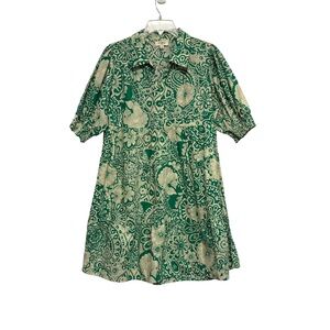 Umgee Boho Cream and Green Floral Paisley Print Secret Garden Dress